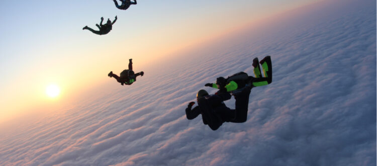 people skydiving